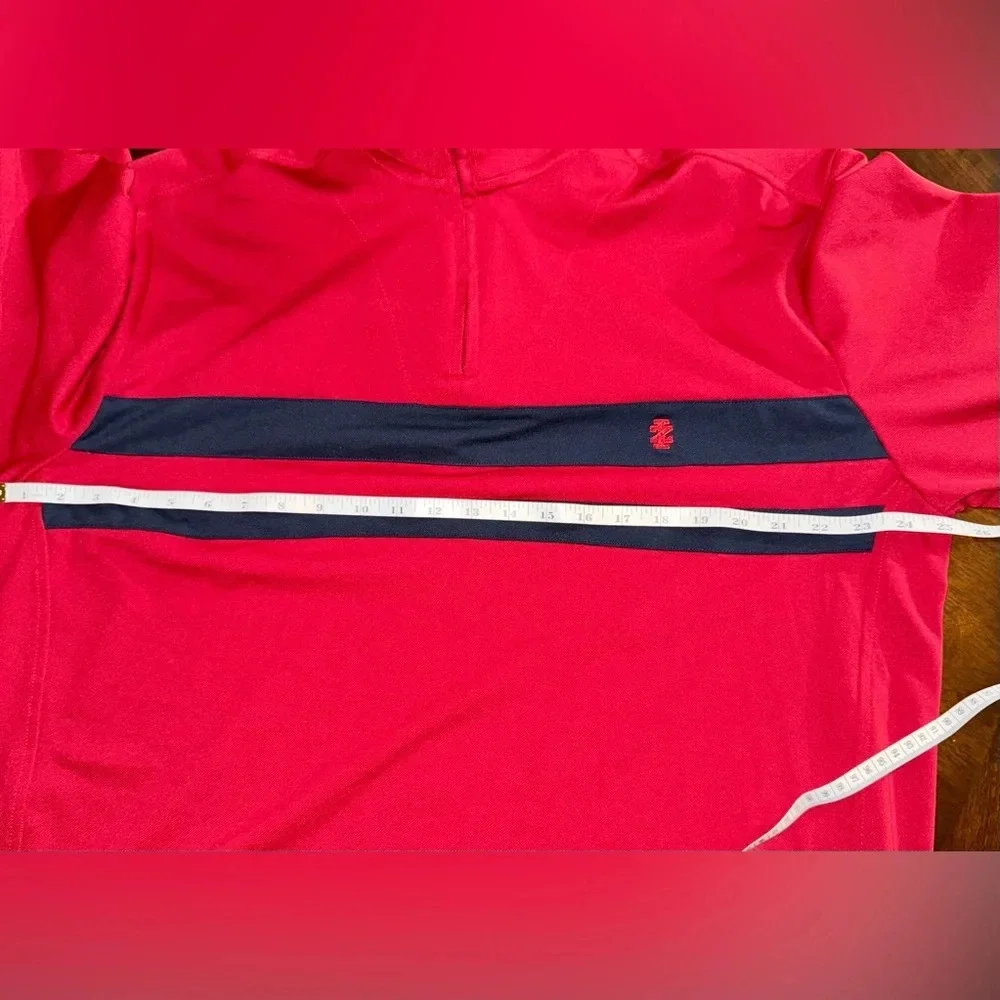 IZOD Men's 1/4 Zip Sweater Performance Wicking UPF-15 Pull Over Red Navy XL - Picture 4 of 7